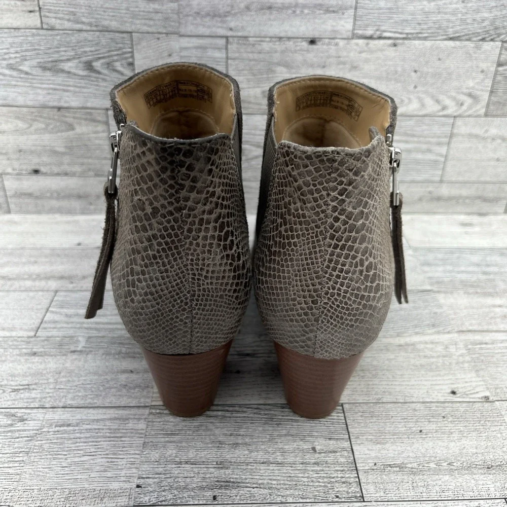 Vionic Anne‎ Tan Snake Print Leather Suede Ankle Boots Women Size 6